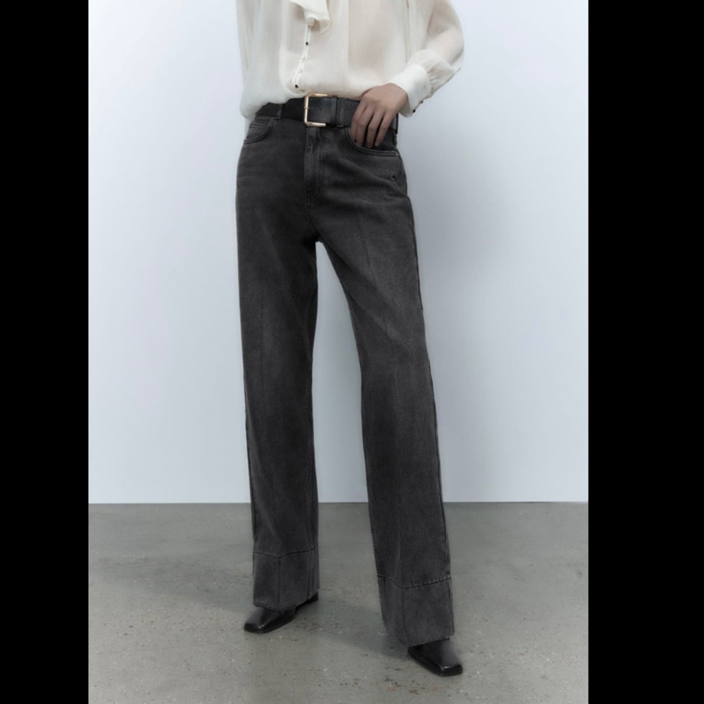 NWT ZARA HI-RISE LONG LENGTH STRAIGHT LEG Z1975 JEANS